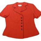 Womens Red Black STUDIO I Button Front Blouse 10