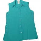 Womens Green WHITE STAG Button Front Stretch Blouse Small