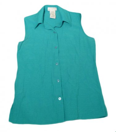 Womens Green WHITE STAG Button Front Stretch Blouse Small