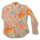 Womens Multi-Color CHAPS RALPH LAUREN Long Sleeve Blouse Small NWOT 100% Cotton