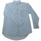 Mens Blue WRANGLER Rugged Wear Long Sleeve Denim Shirt L Large 100% Cotton