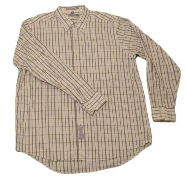 Mens Off White Tan Gray GEOFFREY BEENE Button Down Shirt 17