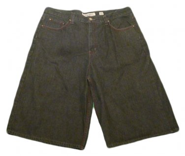 Mens Gray Red CHAMS Denim Shorts 42 100% Cotton