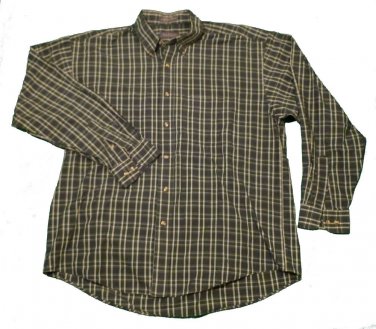 Mens Green Tan Blue VAN HEUSEN Long Sleeve Shirt Large