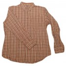 Mens Maroon Brown Off White DOCKERS Button Down Shirt Large