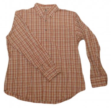 Mens Maroon Brown Off White DOCKERS Button Down Shirt Large