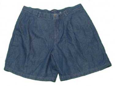Mens Blue JOHN ASHFORD Pleated Denim Shorts 42 100% Cotton