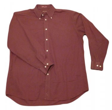 Mens Maroon NORDSTROM Button Down Shirt Large 100% Cotton
