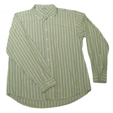 Mens Green Gray White OLD NAVY Vintage Fit Button Down Shirt XL