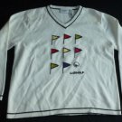 LIZ CLAIBORNE LIZ GOLF Womens Sweater Off White Black Medium EUC