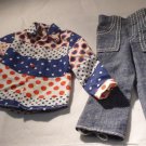 Vintage Barbie & Friends Ken Red White Blue Shirt Jeans Denims For Fun 3376