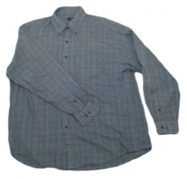 Mens Blue Gray VAN HEUSEN Button Down Shirt Large