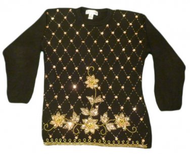 Womens Black VICTORIA HARBOUR Pullover Sweater Medium