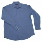 Mens Blue PERRY ELLIS Long Sleeve Shirt Large 100% Cotton