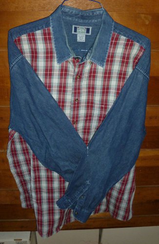 Mens Blue Maroon Gray SUTTER & GRANT Denim Button Down Shirt 2XLT