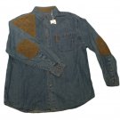 Mens Blue Brown NORTH RIVER OUTFITTERS Denim Button Down Shirt Small Medium NWT
