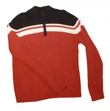 Womens Black Off White Red ST JOHNS BAY Half Zip Sweater XL 100% Cotton