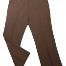 Mens Brown FLEXSLAX Full Fit Dress Pants 40 X 29 3/4 Polyester Blend