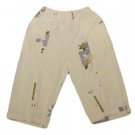 Womens Off White Green Blue KAKIUS Casual Capris M Medium 100% Cotton