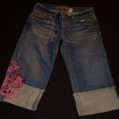Womens Blue Pink OLD NAVY Denim Capris 4 X 17 100% Cotton