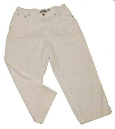 Womens White EDDIE BAUER Capris 8 Inseam 21 1/2 100% Cotton
