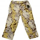 Womens Brown Yellow White CATO Stretch Capris 6 NWT Inseam 21 1/2 Cotton Blend