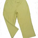 Womens Green White FASHION BUG Stretch Capris 14 Cotton Blend Inseam 22