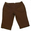 Womens Brown A.N.A Capris 16P Petites Cotton Blend Inseam 15