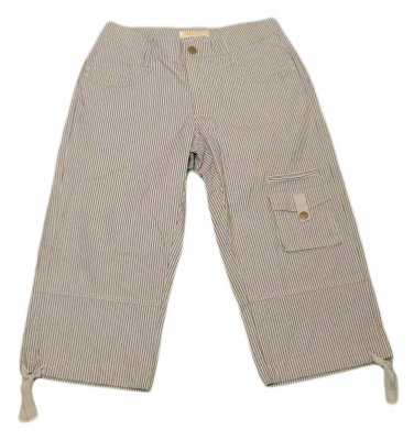 Womens Gray Off White LEE One True Fit Lower On The Waist Capris 4M Cotton Blend
