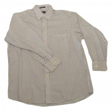 Mens Blue Brown White CHAPS RALPH LAUREN Wrinkle Free Button Down Shirt Large
