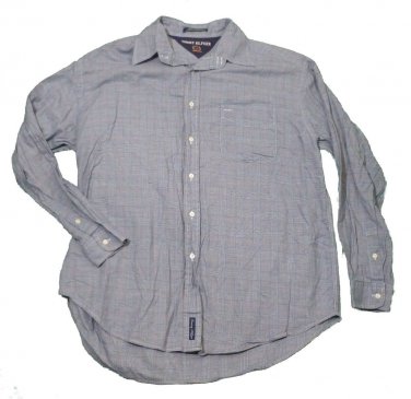 Mens Blue Gray Red TOMMY HILFIGER Button Down Shirt XL