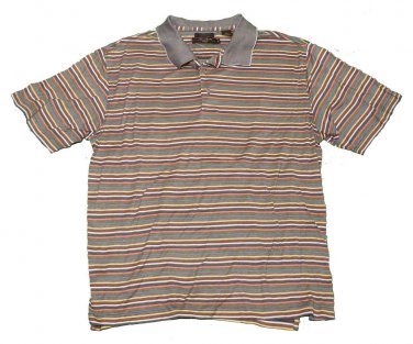 Mens Blue Gray White ALAN FLUSSER GOLF Polo Shirt Large