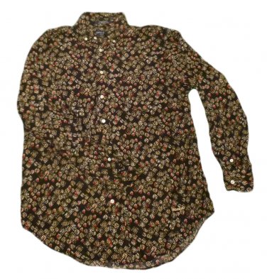 Mens Black Tan Red DANIEL CREMIEUX Button Down Shirt Medium