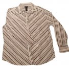 Mens Black Off White Brown CLAIBORNE Button Down Shirt XL