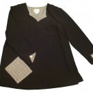 Womens Black Tan Brown STEPHANIE THOMAS Blouse 12