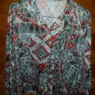 BLAIR Women's Blouse - Gray/Maroon/White - Size XL - EUC