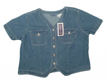 Womens Blue ERICKA & COMPANY Button Front Denim Blouse Medium NWT
