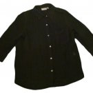 Womens Black CROFT & BARROW 3/4 Sleeve Blouse 1X Linen Cotton Blend