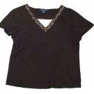 Womens Black KAREN SCOTT Pullover Blouse Large