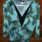 Womens Black Green Blue COCOMO Pullover Blouse PL