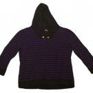 Womens Black Purple LAUREN RALPH LAUREN Pullover Blouse w/Hood Medium