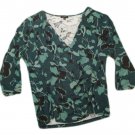 Womens Green Black TALBOTS Pullover Blouse LP Rayon Blend