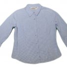 Womens Blue White CHADWICKS Button Front Blouse PM
