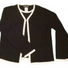 Womens Black White SAG HARBOR Pullover Blouse Medium