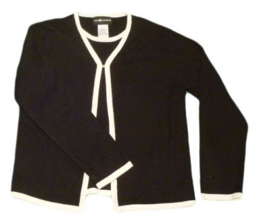 Womens Black White SAG HARBOR Pullover Blouse Medium