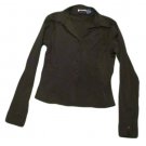 Womens Black DDC Women's Stretch Button Front Blouse Small