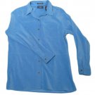 Womens Blue LIZ CLAIBORNE CRAZY HORSE Stretch Button Front Blouse Medium