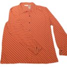 Womens Orange Black LIZ CLAIBORNE Button Front Blouse Large
