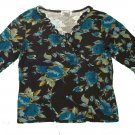 Womens Black Green Brown STYLE & CO Pullover Blouse Medium