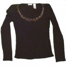 Womens Black LIZ CLAIBORNE LIZ & CO Pullover Blouse Small